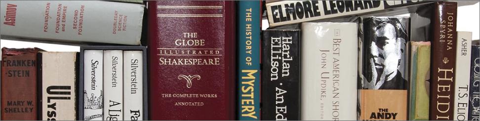 Hudson Fine Books shop banner showing a shelf of various vintage books